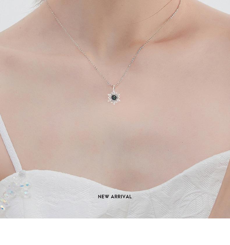 S925 Sterling Silver Blue Planet Sunflower Necklace - Women's Light Luxury Clavicle Chain