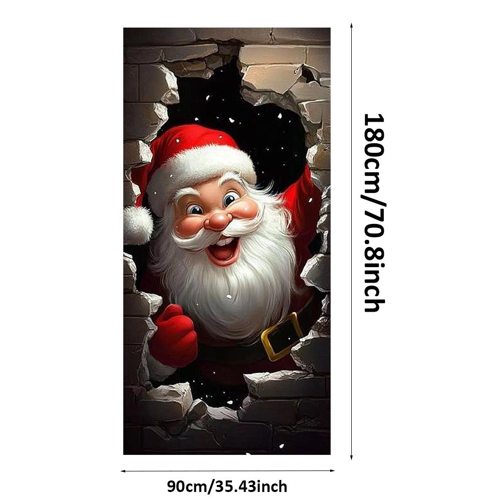 

Креативный Санта-Клаус, ломающий стены, облицовка для рождественских дверей, крыльца, сада, большого украшения, 2025 рождественский баннер