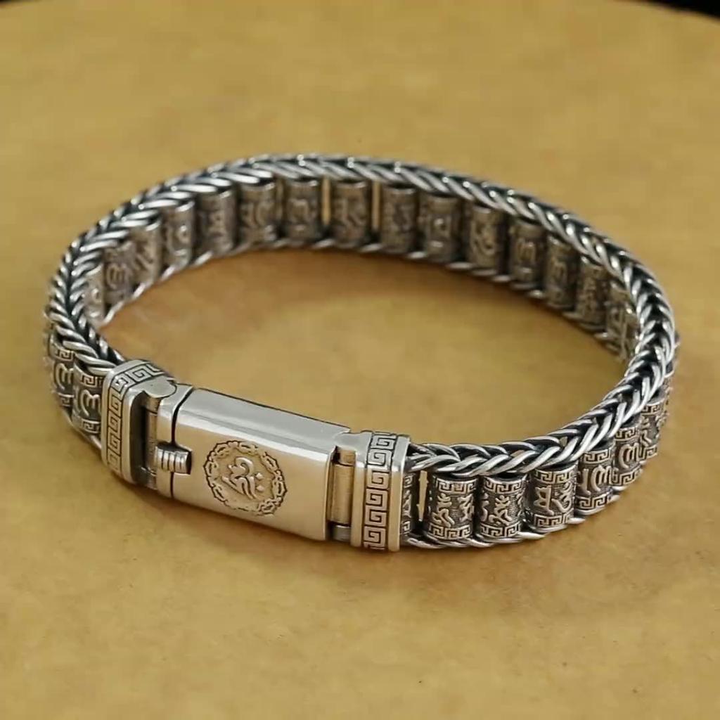 2026 Bracciale in Argento Thailandese Stile Cinese Uomo e Donna Guochao Fibbia a Moschettone Passepartout Vecchio Stile Retrò Dominante