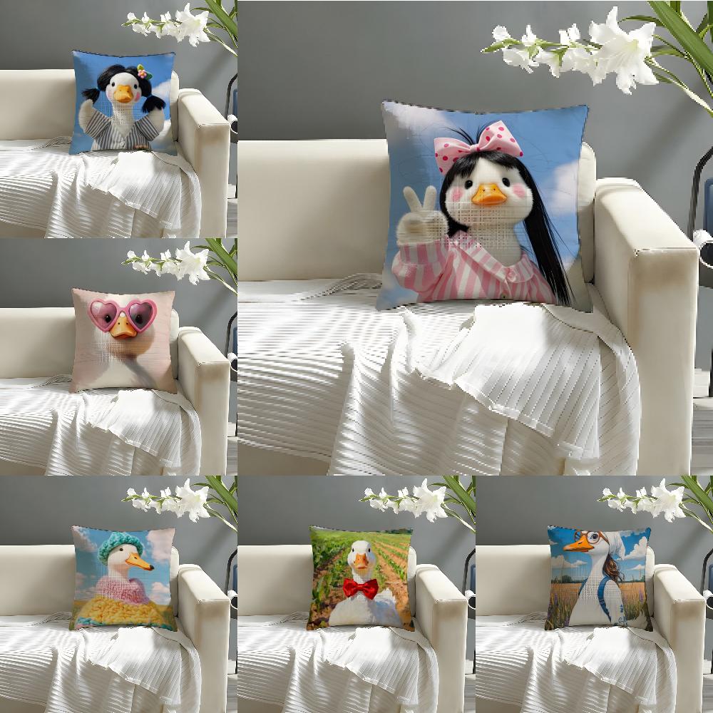 2 Funny And Cheerful Duck Pattern Pillow Case Home Living Room Decoration Linen Pillowcover Pillow Cases Cushion Cover