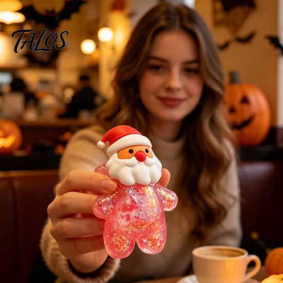Safe TPR Squeeze Toys Christmas Santa Snowman Stress Ball, Slow Rising Soft Stretchy for Fidget Toy Anxiety Relief, Cute Holiday Decompression Gift