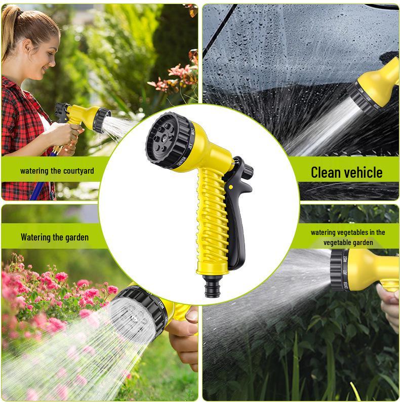 Garden Retractable Water Hose & High-Pressure Car Wash Gun Set with Horticulture Sprinkler Nozzle