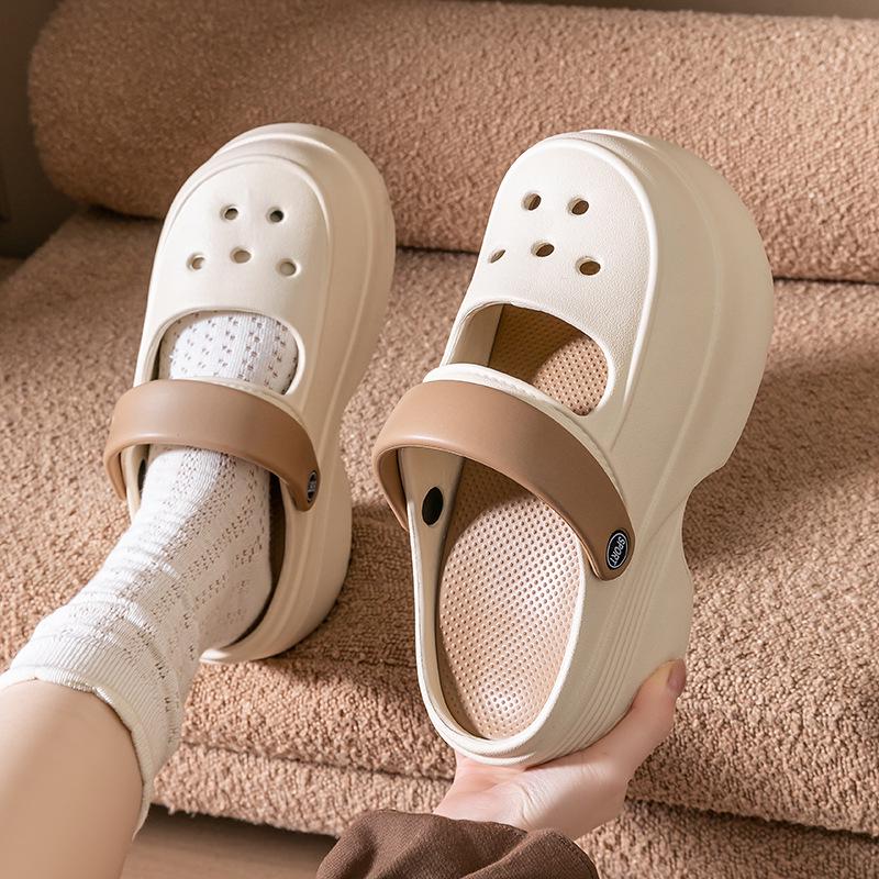 Sandale și papuci de vară cu talpă groasă pentru femei și bărbați de plajă Baotou - Pantofi cu găuri sport de exterior cu dublă utilizare