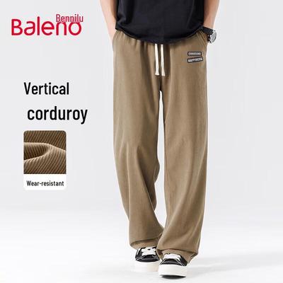 Baleno Men's Corduroy Straight Wide-Leg Casual Pants
