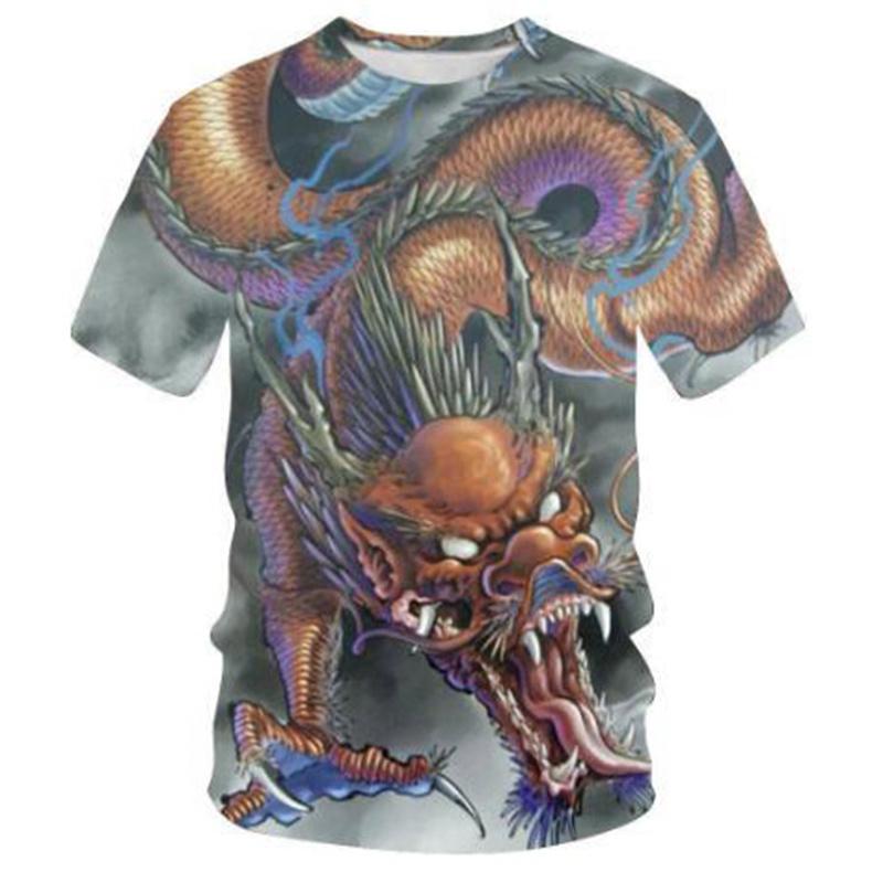 Summer Dragon T-Shirts Animal 3D Print Men Women Round Neck Short Sleeve T Shirt Casual Hip Hop Top Harajuku Tees Man Clothing