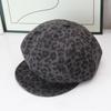 Retro Leopard Print Octagonal Newsboy Hat Female Autumn and Winter Maillard Shows Her Face Little British Forward Hat Versatile Short Brim Hat Tide