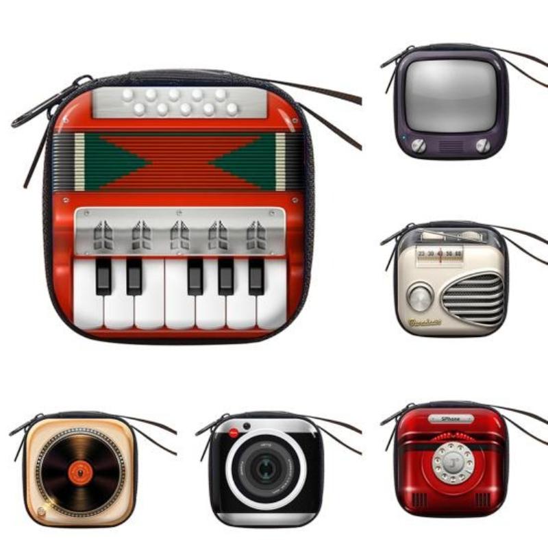 1Pc Creative Key Wallet Retro Unisex Zipper Closure