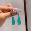 Jewelry Retro Imitation Paraiba Big Earrings Evening Water Drop Main Stone 10 * 30 Stud Earrings