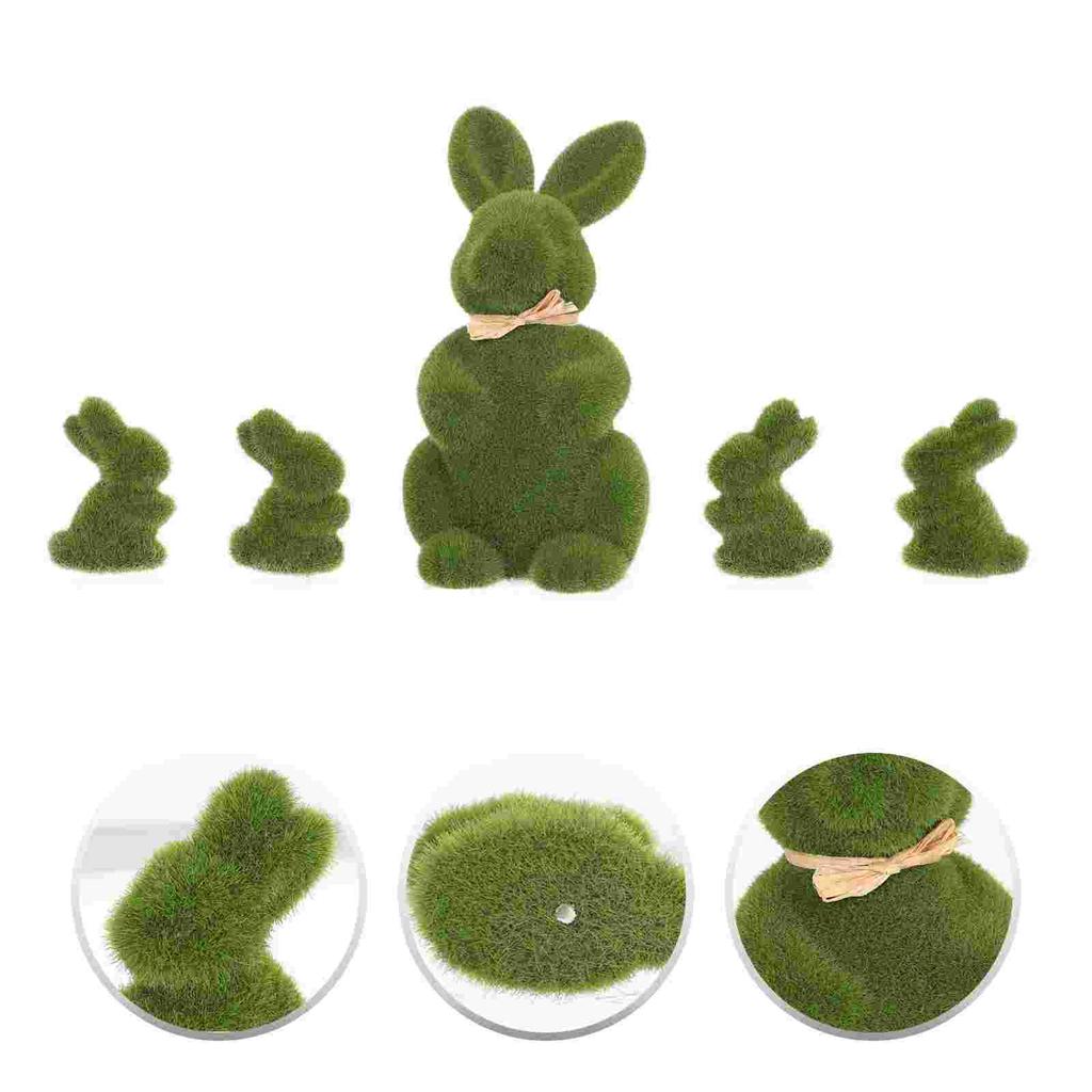5 Pcs Moss Rabbit Decor Spring Bonsai Garden Ornament Bunny Statue Foam Adornment Easter Scene Layout Outdoor