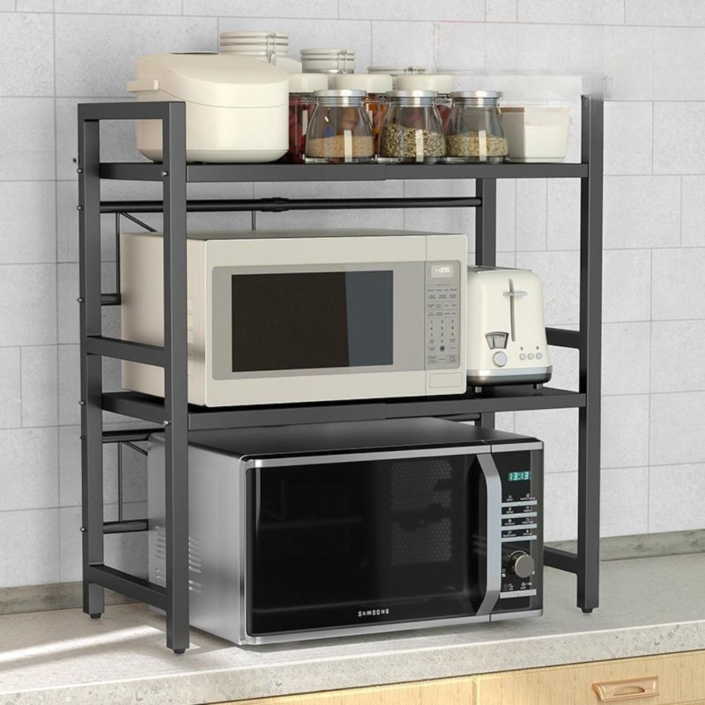 Hushålls Multifunktionellt Bredd- och Höjdjusterbart Förvaringsställ Kök Rostfritt och Tjockt Runt Smidigt Stabilt Förvaringsställ