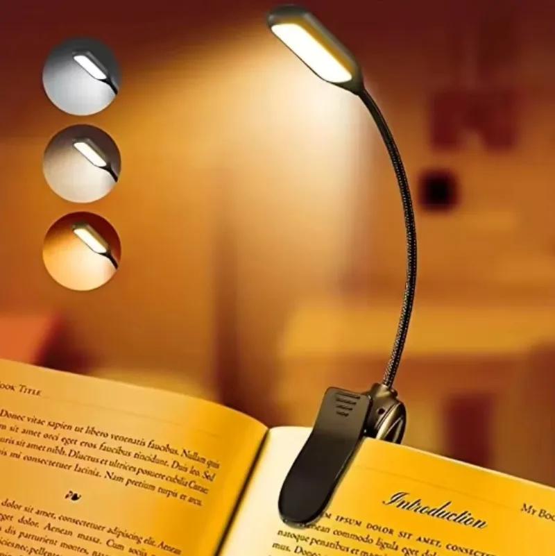 Mini USB Rechargeable Book Light Flexible Portable LED Reading Lamp Adjustable Reading Clip Light For Bedroom