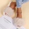 Fashion Indoor Faux Fur Cotton Slippers Women 2025 Winter Slip On Non Slip Plush Slippers for Woman Soft Flat Heel Slides Ladies