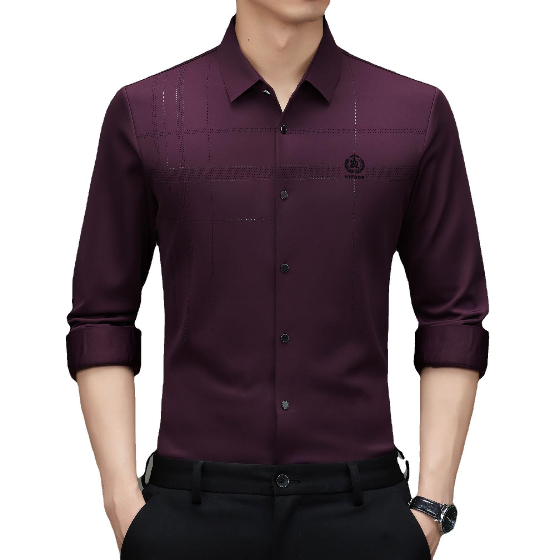 Осенне-зимняя бархатная утолщенная бесшовная рубашка с длинными рукавами для папы-мужчины — фото 4