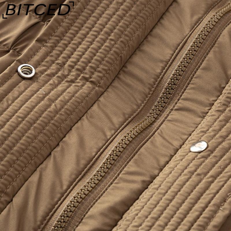 BITCED Women's Down-Filled Cotton Coat - Autumn/Winter Mid-Length, Elegant and Tailored, Knee-Length, Thickened Outerwear