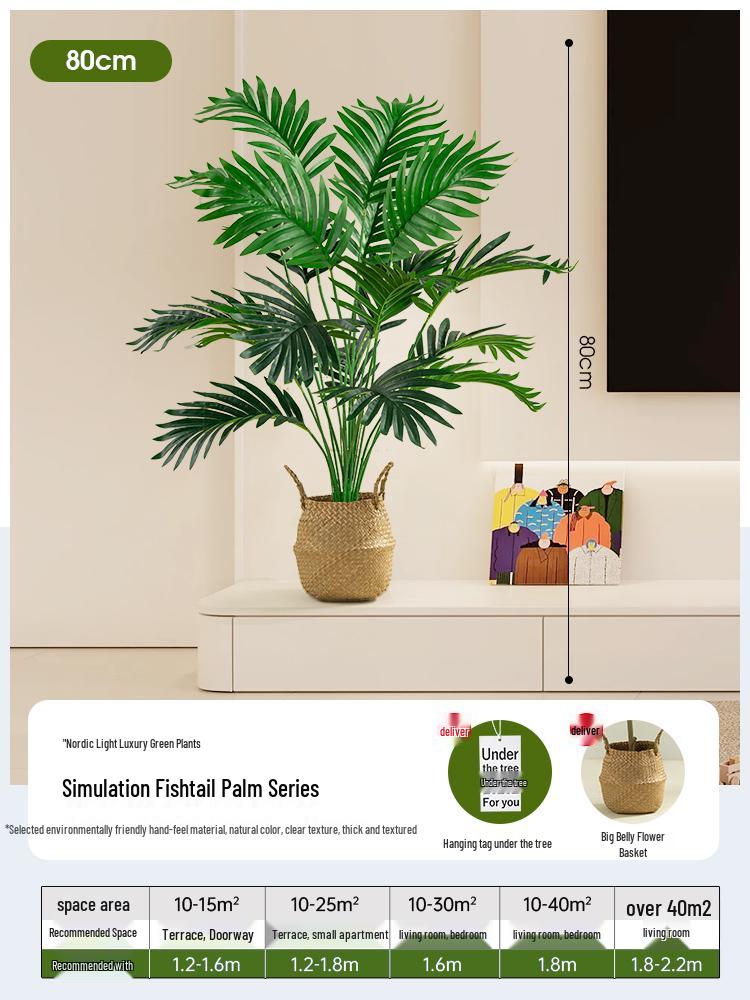 Luxury Fishtail Palm Artificial Tree for Indoor Living Room Decor - Bionic Green Plant In Pot for Floor Landscaping.