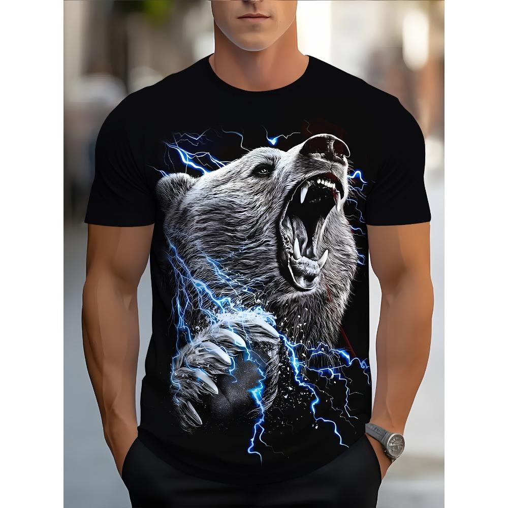 Fashion Dog Pattern Men's T-shirt Short Sleeved T-shirt Summer Oversized T-shirt Round Neck Casual Animal 3D Printed Top Men's Clothing