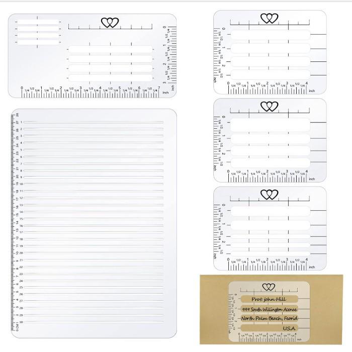 All-in-One Cross-Border Greeting & Invitation Card Template Set with Ruler - 4 Pieces