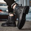 Men's high-top locomotive boots leather side zipper platform leather boots autumn and winter fashion retro tooling boots