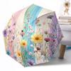 Pink Roses And Butterflies Automatic Umbrella Retractable Design with 8-Rib Durability Sturdy Construction All-Season Umbrella for Travel