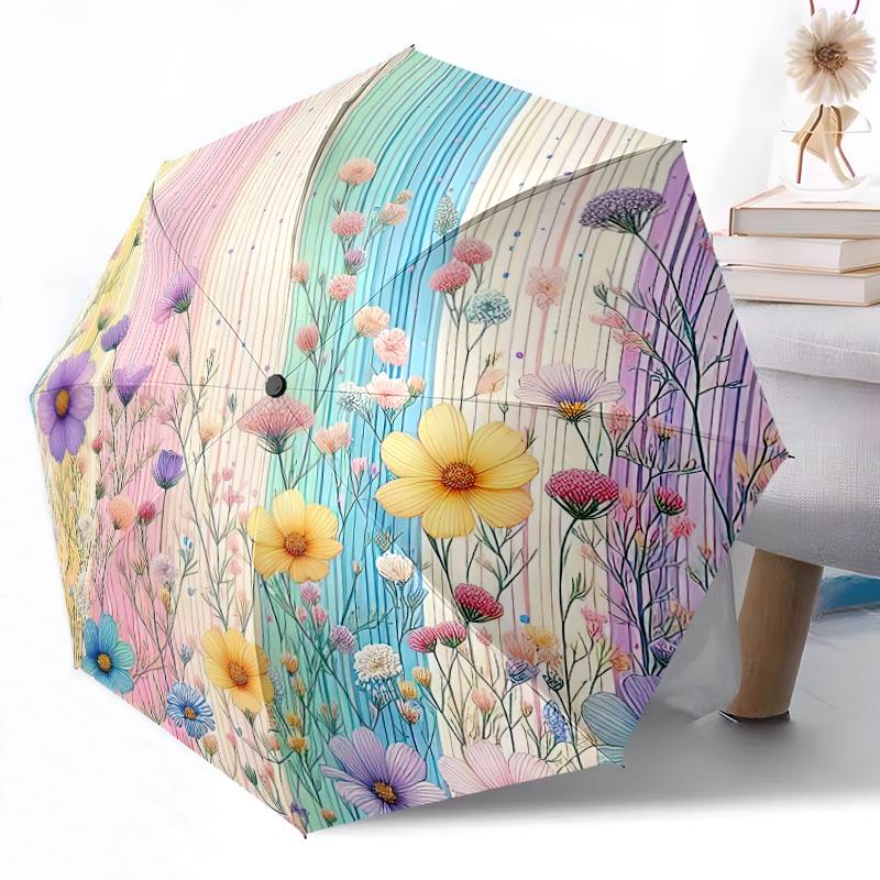 Pink Roses And Butterflies Automatic Umbrella Retractable Design with 8-Rib Durability Sturdy Construction All-Season Umbrella for Travel