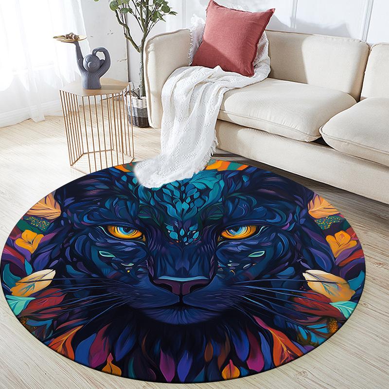 

Colorful Glowing Leopard,Round Area Rug,Carpet Rug for Living Room Bedroom Sofa Playroom Decor,Non-slip Floor Mat 80cmx80cm