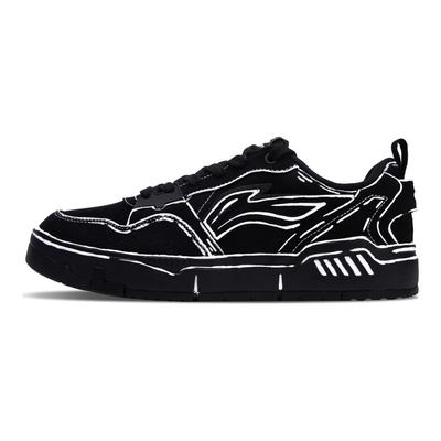 Li Ning Original Era Slip Resistant, Lightweight, And Breathable Low Top Skateboard Shoes Men's Black White AGCU337-5(Team348-)
