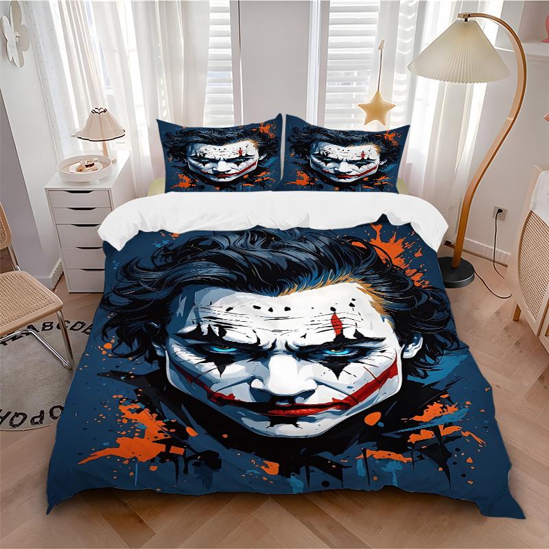 

3pcs Joker Clown Bedding Set, Soft Polyester Duvet Cover and Pillowcases Machine Washable Seasons all suitable & Guest Room Decor227 135x200cm