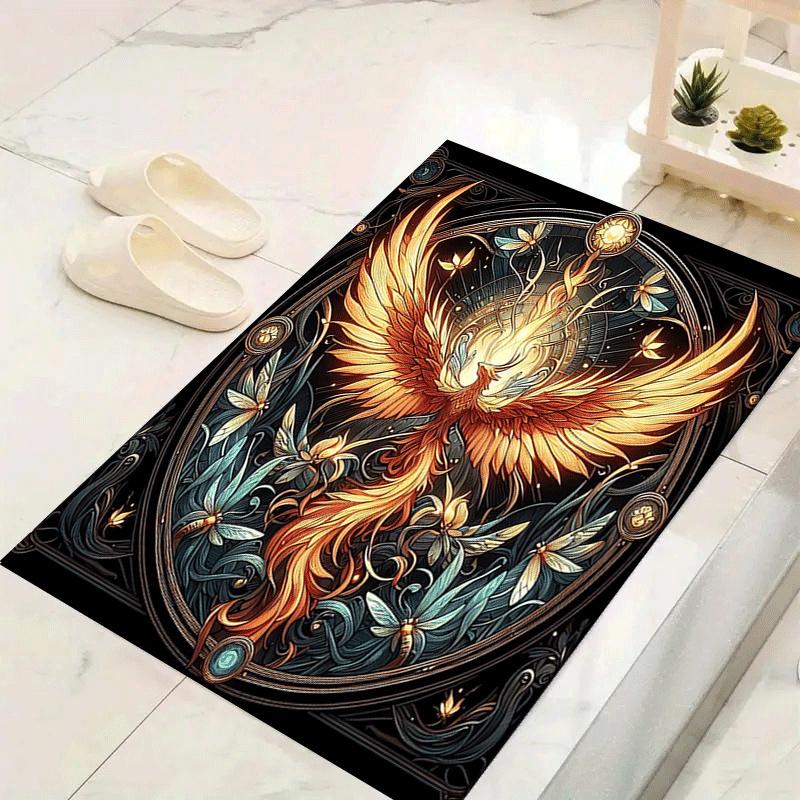 1pc Ancient Mysterious Phoenix Print, Design Indoor Area Rug - Soft, Anti-Slip, and Durable Gaming Room Decor for Bedroom
