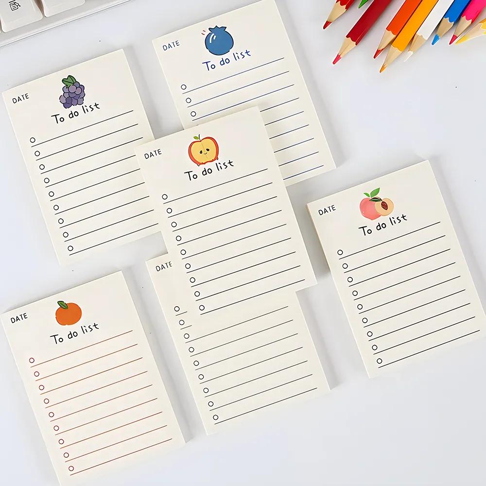 

2Pcs Korean Bear Fruit Non-sticky Notes Lined Memo Pads Cute Check to Do List Shopping Daily Weekly Planner Notepad