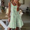 Women's summer casual floral print loose U-neck sleeveless knee-length dress