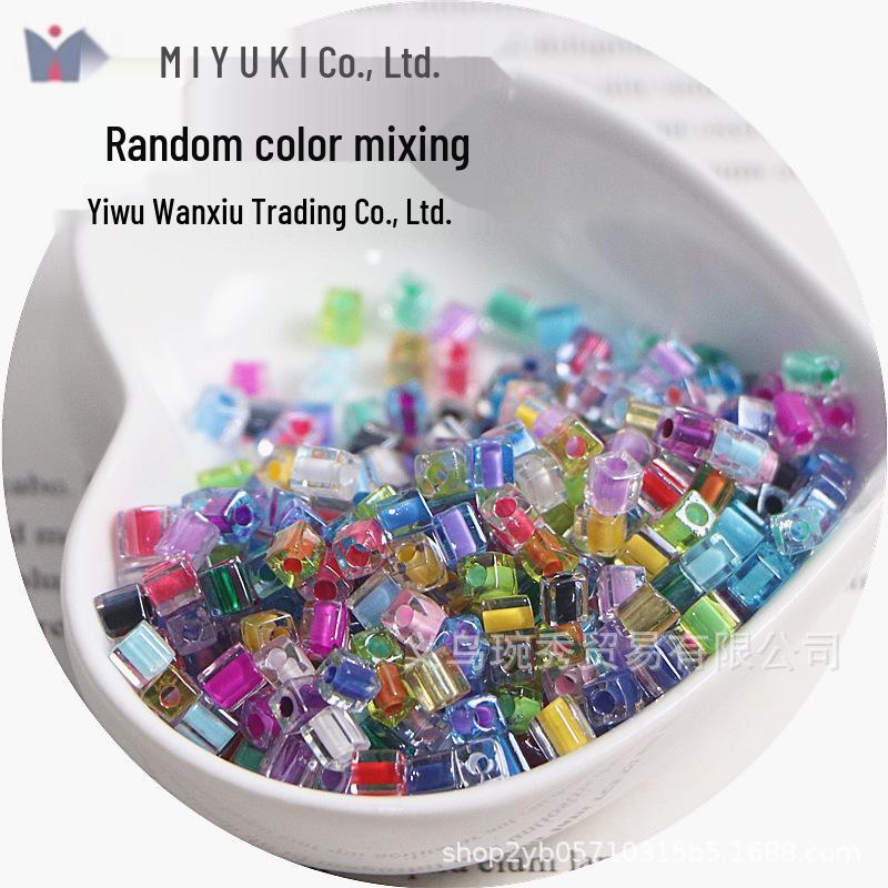 MIYUKI 4mm Transparent Dyed Core Sugar Cube Beads for DIY Bracelets