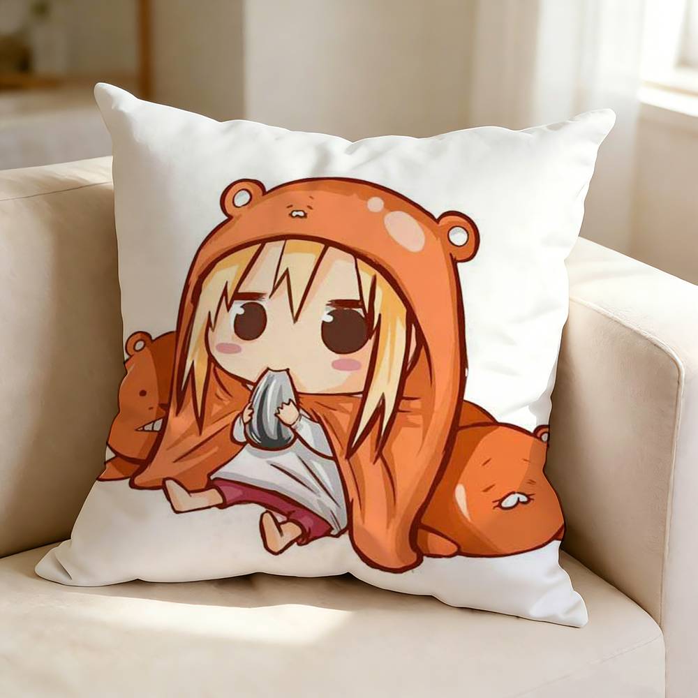 DDoma Umaru Anime HHimouto Umaruchan  Pillow Case Square DoubleSided Sofa Cushion Cover Bedroom Bedside Pillow
