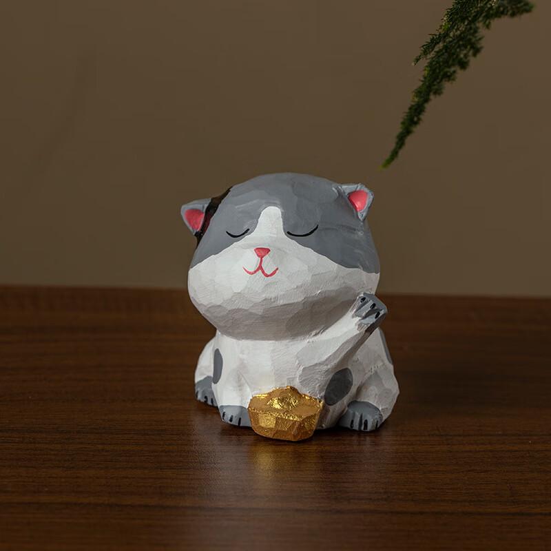 OLOMM Handmade Wooden Kitten Car Ornament