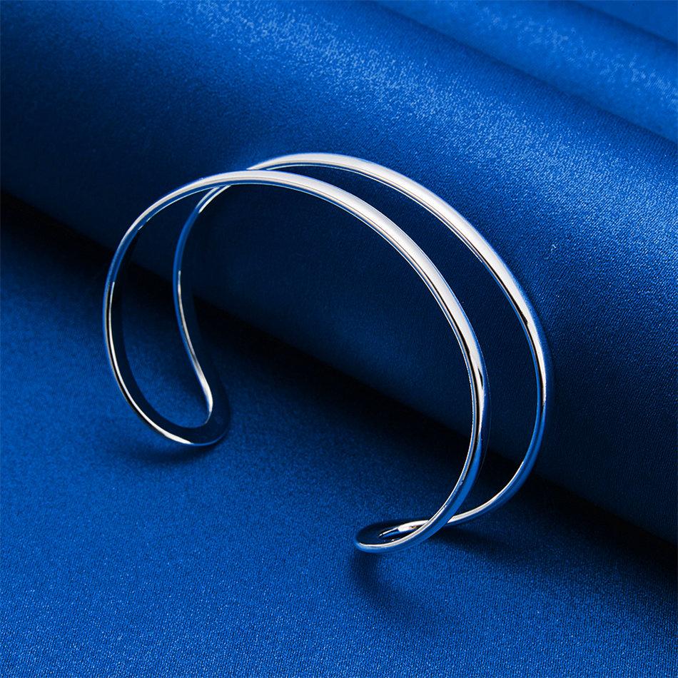 Luxurious 925 sterling silver exquisite double-layer open bracelet for women's fashion parties, wedding jewelry
