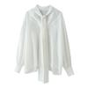 European and American Style, New Women's Fashion, Chic Satin Bow Embellished Shirt 4786024