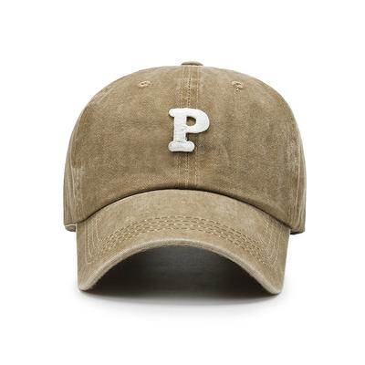 New Version of High-quality Patch P Letter Baseball Cap Spring and Autumn Versatile Cap Curved Brim Washing Cap Sun Protection Cap