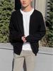 Autumn/Winter Men's Korean Style Knit Cardigan - Trendy Solid Color Round Neck Loose Sweater