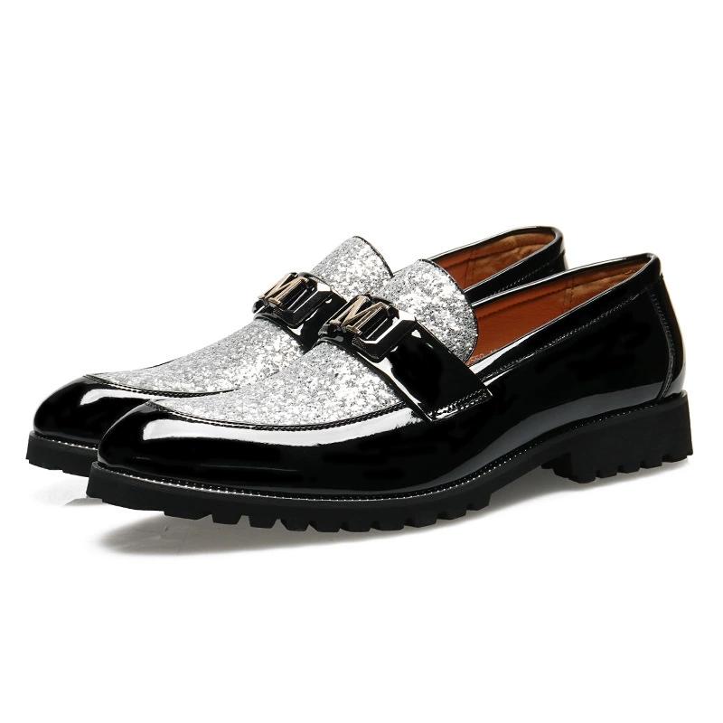 New Designer Men Pointed Toe Patchwork Slip On Gentleman Wedding Homecoming Dress Shoes Flats Casual Loafer Zapatos Hombre