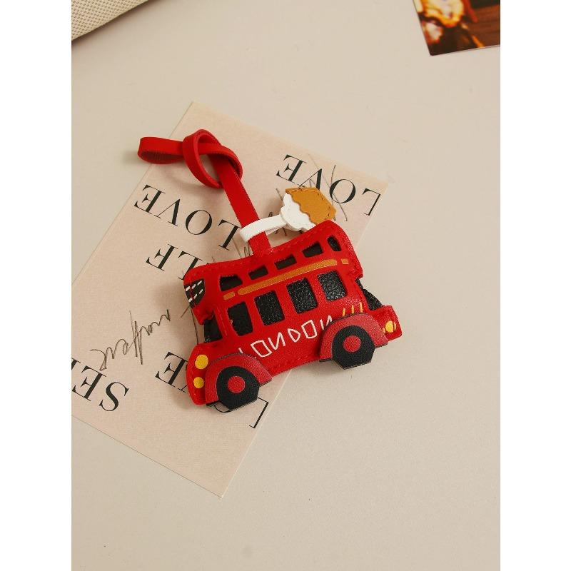 Европа, Америка, Лондонский Автобус Кожаная Сумка Брелок Аксессуары Ручная Работа Кофейная Чашка Простой Кулон для Сумки красный