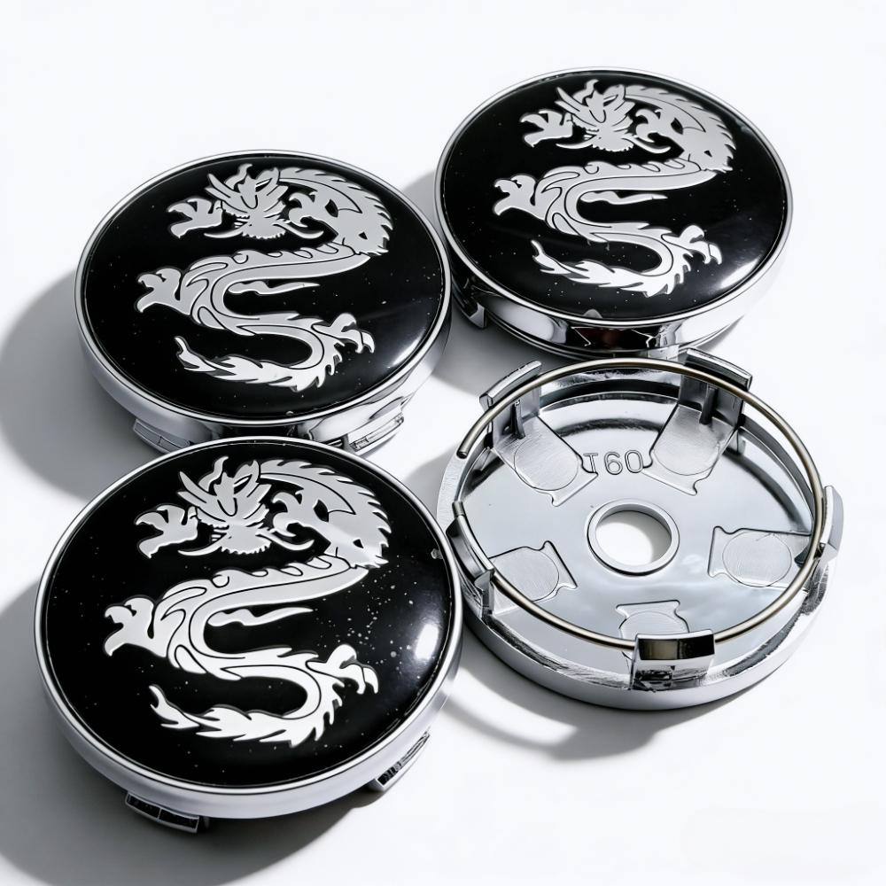 

4pcs/Set 60MM 56MM Dragon Logo Emblem Car Wheel Center Caps Wheels Hub Cap Dragons Badge Rim Hubcaps Dust Cover Car Accessories Dragon Badge&4pcs T60 Wheel Caps