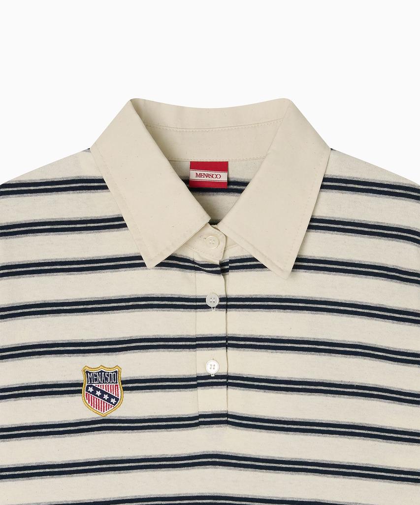 Minasu Multi Stripe Collar T Shirt_Navy Ivory