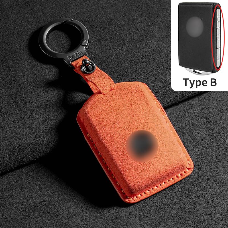 In-stock  Full-cover Suede Car Key Fob Case, Suitable for Volvo S60, S90, XC40, XC60, XC90 High Quality Keychain Accessory