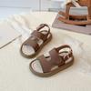 Girls' New Style Flip-flops for Casual Wear, Boys' Magic Fastener Soft-soled Beach Shoes