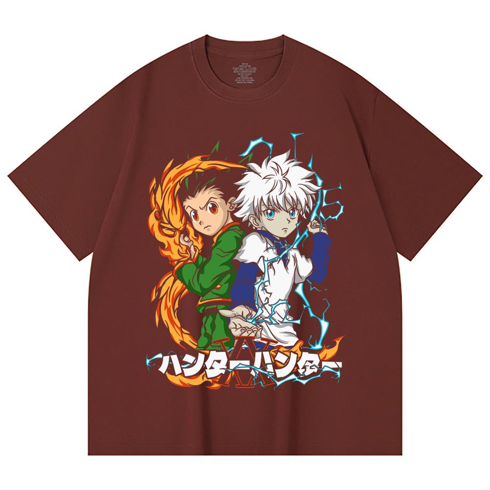 230 Gsm 100% Cotton HXH V7 Gon Killua Print Unisex Heavy Cotton T Shirt