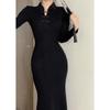 Retro Black Knitted Gentle and Light Royal Sister Dress Niche Design Slim and Thin Temperament