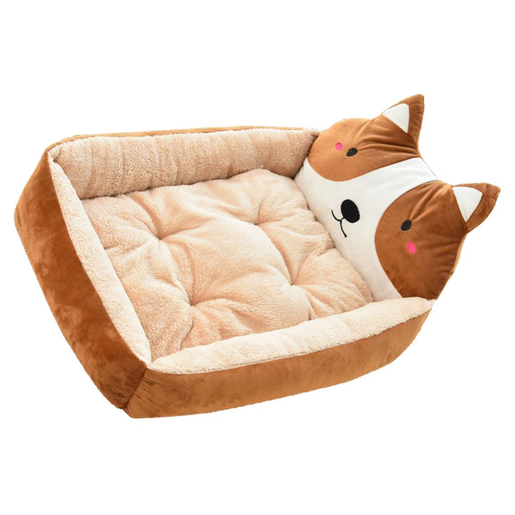 Cartoon Dog Bed Winter Warm Cute Washable All Seasons Pet Kennel Bed for Dogs Cats Pets Coffee Akita Approx. 50cm