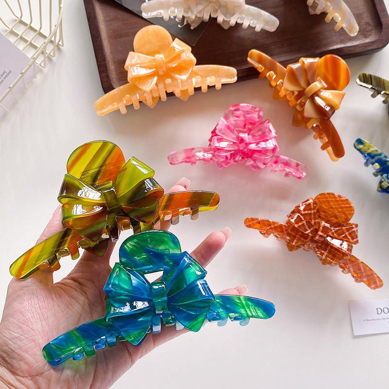 Oversized Bow Hair Clip Fashionable Acetate Hair Claw For Stylish Women With Multiple Color Options