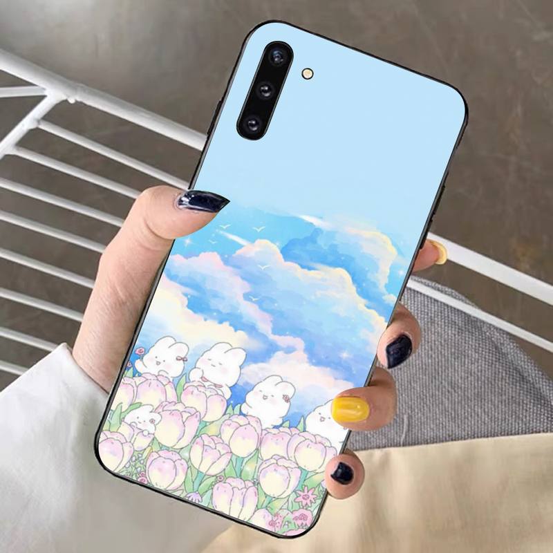 Cute Funny Rabbit Flower Phone Case for Samsung Note 5 7 8 9 10 20 Pro Plus Lite Ultra A21 12 72