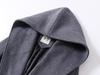 Winter Wool Cashmere Hooded Bathrobe: Long, Cozy, Belted Outerwear Coat Without Buttons