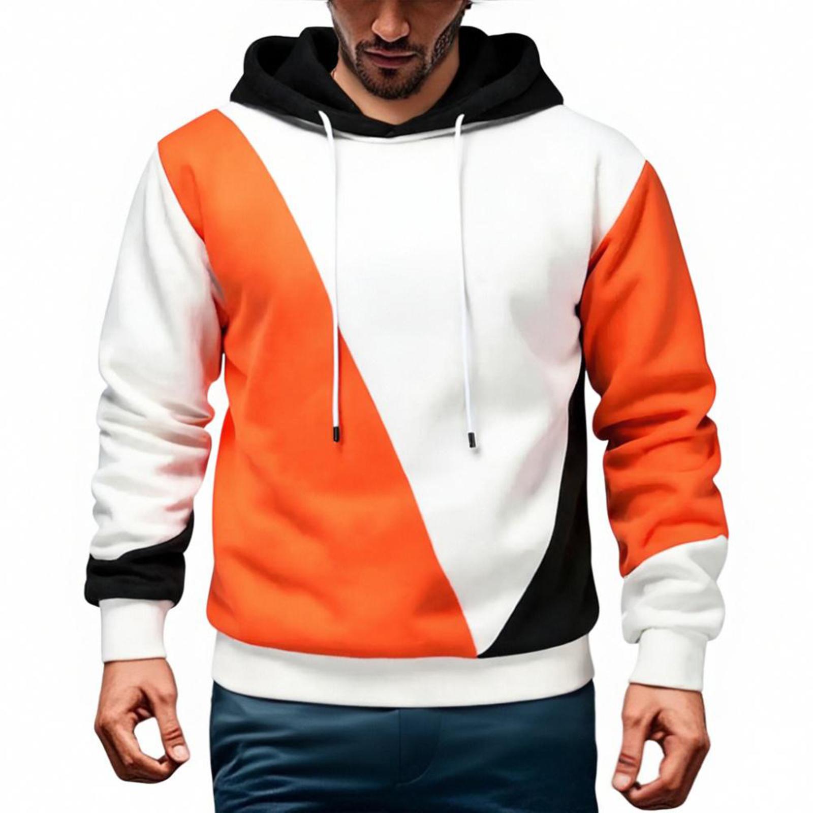

Men s Stylish Patchwork Sporty Hoodies Outdoor Casual Long Sleeve Pullover Color Block Hooded Sweatshirt M